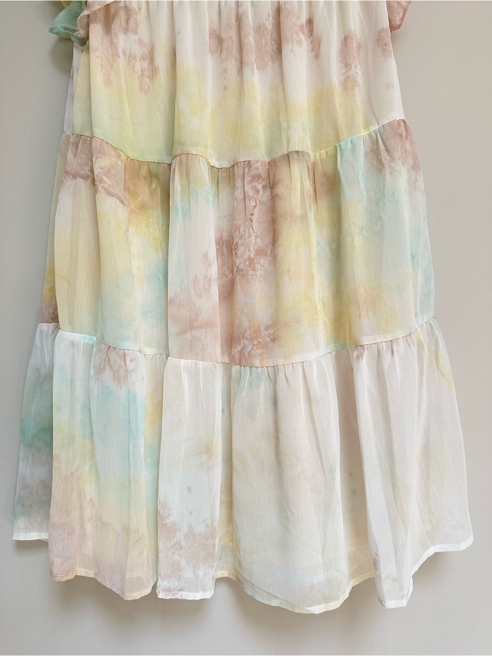 blu pepper Pastel Tie‑Dye Ruffle Sleeve Tiered Dress Women’s Small NWOT - Picture 13 of 13